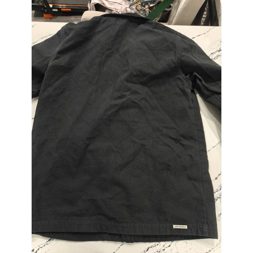 Vans Off The Wall Black Canvas Drill Chore Jacket with Corduroy Collar Medium